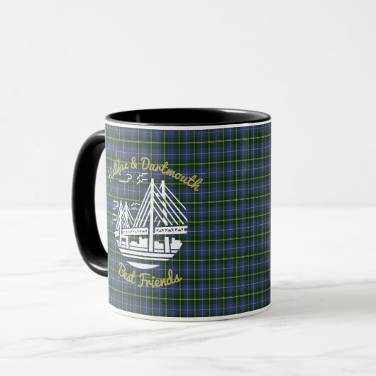 Halifax Dartmouth vrienden tartan koffiecombo mok (Voorkant links)