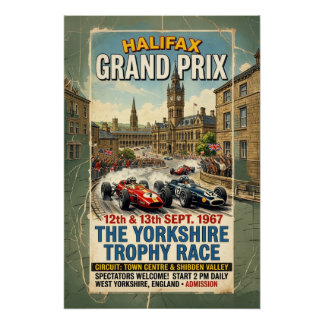 Halifax Grand Prix 1967 Yorkshire Trophy Race Perfect Poster