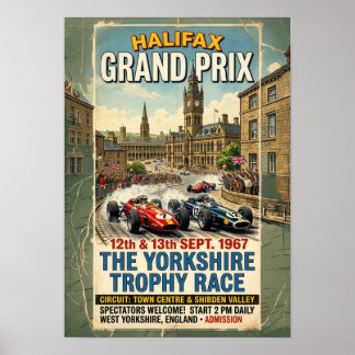 Halifax Grand Prix 1967 Yorkshire Trophy Race Poster