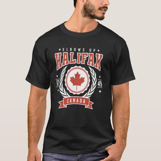 Halifax Nova Scotia Canada Ellebogen Omhoog Canade T-shirt (Voorkant)