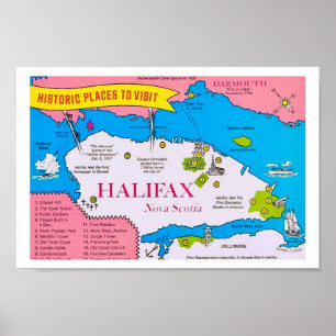  Halifax Nova Scotia Kaart Afdrukken Poster