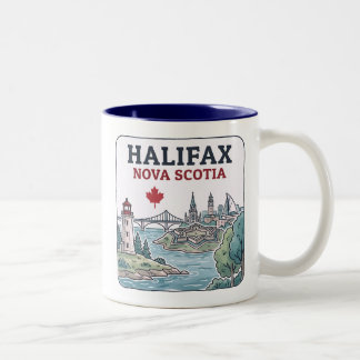 Halifax Nova Scotia Stadsgezicht Esdoornblad  Tweekleurige Koffiemok