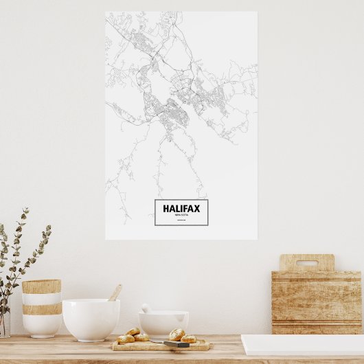 Halifax, Nova Scotia (zwart op wit) Poster (Keuken)