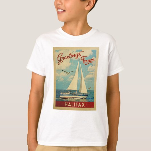 Halifax Sailboot Vintage Travel Canada T-shirt (Voorkant)