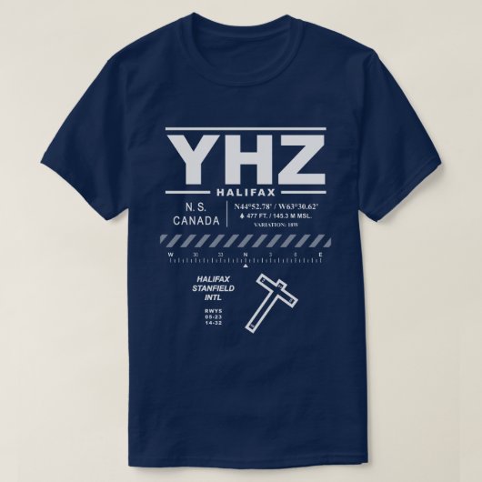Halifax Stanfield Int'l Airport YHZ T-shirt (Design voorkant)