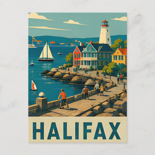 ⚓ HALIFAX — Vuurtoren & Atlantisch havenleven Briefkaart (Voorkant)
