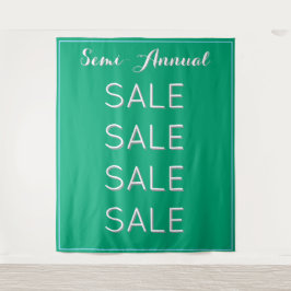 Haljaarlijkse Uitverkoop Retail Banner Blauw Winke Wandkleed