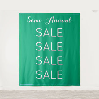 Haljaarlijkse Uitverkoop Retail Banner Blauw Winke Wandkleed