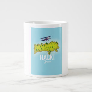 Halki Greece Map geïllustreerde reisposter Grote Koffiekop