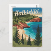 Halkidiki Griekenland vintage Briefkaart (Voorkant / Achterkant)
