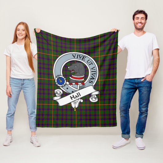 Hall Clan Badge Tartan Pset Fleece Deken (In situ)