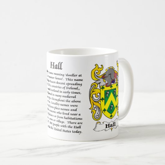 Hall Family Coat of Arms a mok (Voorkant rechts)