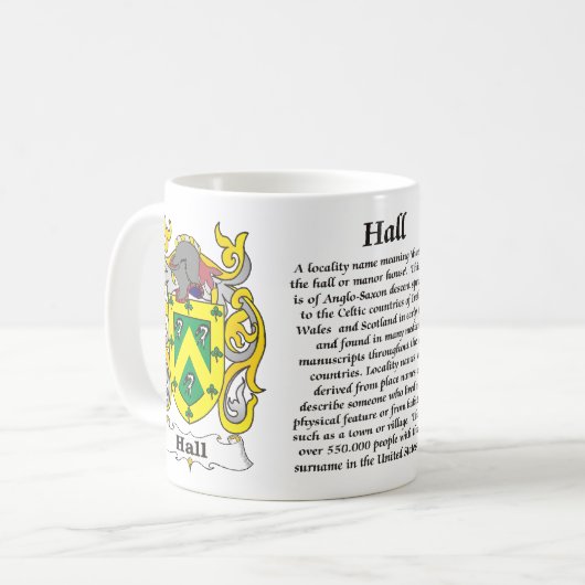 Hall Family Coat of Arms a mok (Voorkant links)