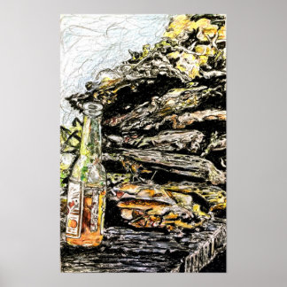 "Hall Family Corn Roast" gekleurd potlood Poster