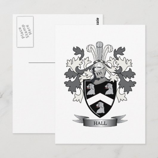 Hall Family Crest Coat of Arms Briefkaart (Voorkant / Achterkant)