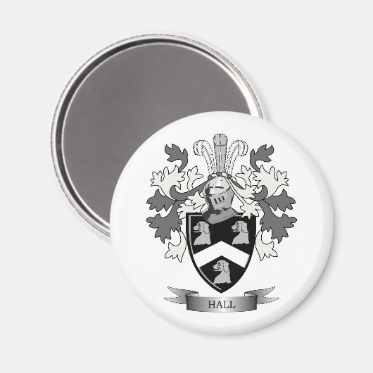 Hall Family Crest Coat of Arms Magneet (Voorkant / Achterkant)