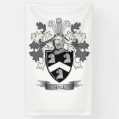 Hall Family Crest Coat of Arms Spandoek (Verticaal)