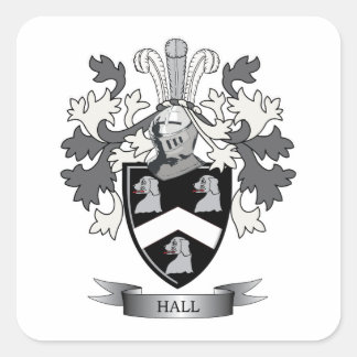 Hall Family Crest Coat of Arms Vierkante Sticker