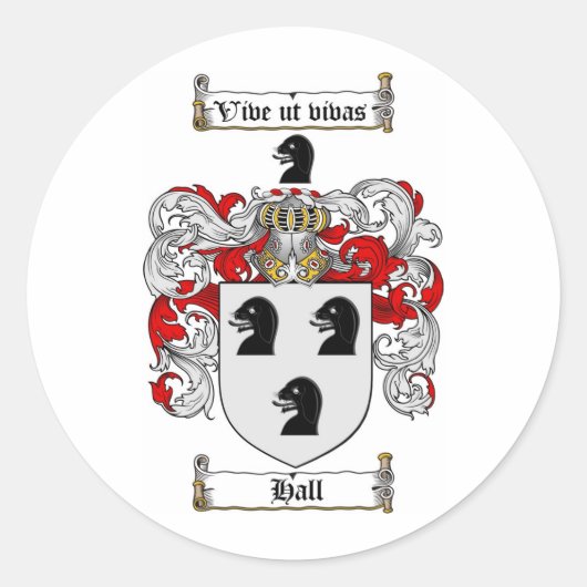 HALL FAMILY CREST - HAL WAPEN RONDE STICKER (Voorkant)
