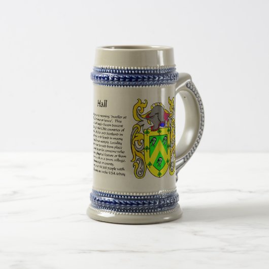 Hall Family Crest Stein Bierpul (Voorkant rechts)