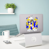 Hall Family Crest Sticker (Laptop op bureau)