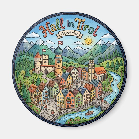 Hall in Tirol Oostenrijk Magneet (Voorkant)