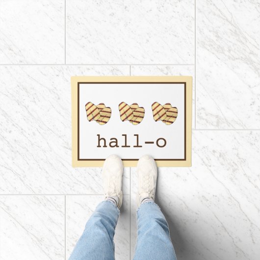 Hall-o Hi Hallo Halloumi Cheese Funny Kitchen Deurmat (Binnen)