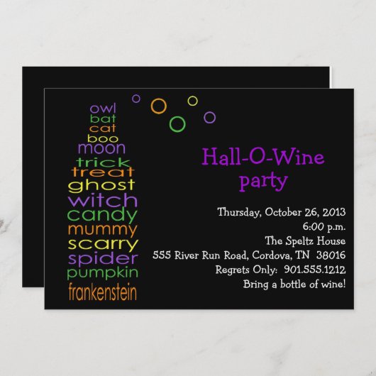 Hall-O-wijnuitnodiging Kaart (Voorkant / Achterkant)