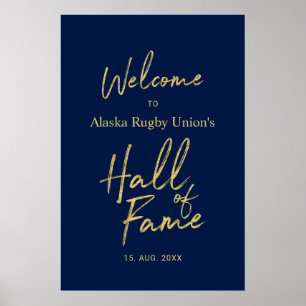 Hall of Fame Gold & Navy Blue Welkomstbord Poster