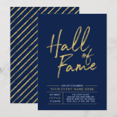 Hall of Fame | Goud & Blauw Modern Feest Kaart (Voorkant / Achterkant)