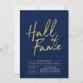 Hall of Fame | Gouden en Blauwe Moderne Partij Kaart (Voorkant)