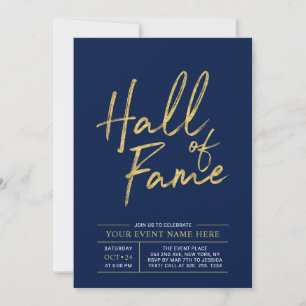 Hall of Fame   Gouden en Blauwe Moderne Partij Kaart