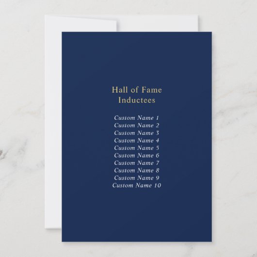 Hall of Fame | Gouden en Blauwe Moderne Partij Kaart (Achterkant)