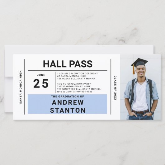 Hall Pass Afstudeerder Party Blue High School Uitn (Voorkant)