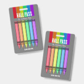 Hall Pass-badge met regenboogkrijt Badge (Voor- en achterkant)