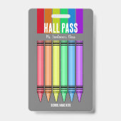 Hall Pass-badge met regenboogkrijt Badge (Achterkant)