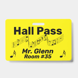 Hall Pass Music Theme Badge