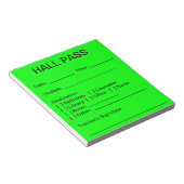 Hall Pass Pad (Neon Green) Notitieblok (Schuin)