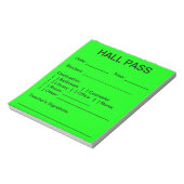 Hall Pass Pad (Neon Green) Notitieblok (Linkerzijde)
