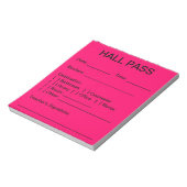 Hall Pass Pad (Neon Pink) Notitieblok (Linkerzijde)