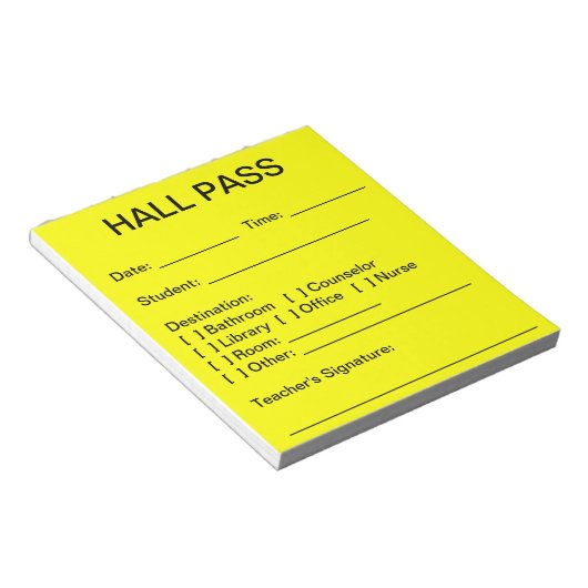 Hall Pass Pad Notitieblok (Schuin)