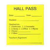 Hall Pass Pad Notitieblok (Voorkant)