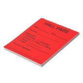 Hall Pass Pad (rood) Notitieblok (Linkerzijde)