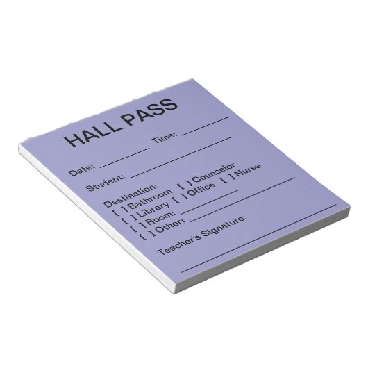 Hall Pass Pad (Sky) Notitieblok (Schuin)