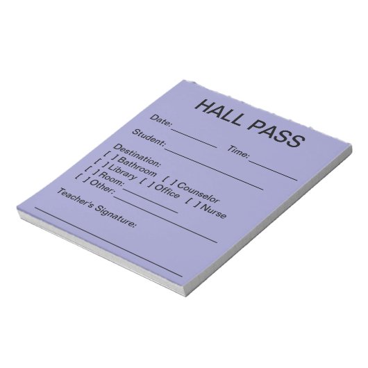 Hall Pass Pad (Sky) Notitieblok (Linkerzijde)