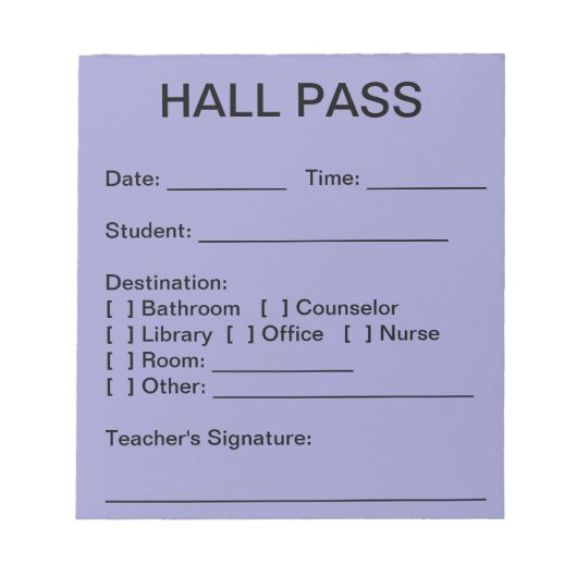 Hall Pass Pad (Sky) Notitieblok (Voorkant)