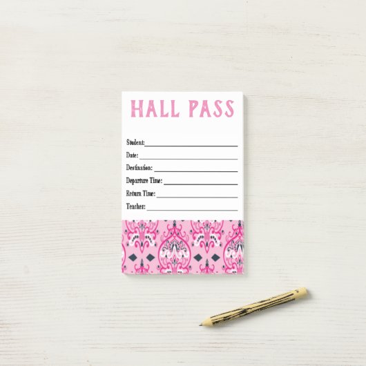 Hall Pass Post-it® Notes (Op bureau)