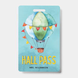Hall Pass School leraar Colorful Classroom Badge