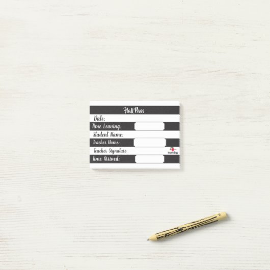 Hall Pass - zwarte en witte strepen Post-it® Notes (Op bureau)