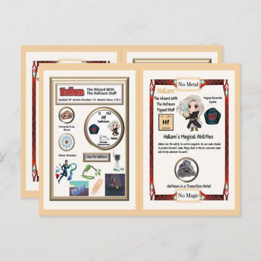 Hallam Wizard - Hafnium Element Briefkaart (Voorkant / Achterkant)